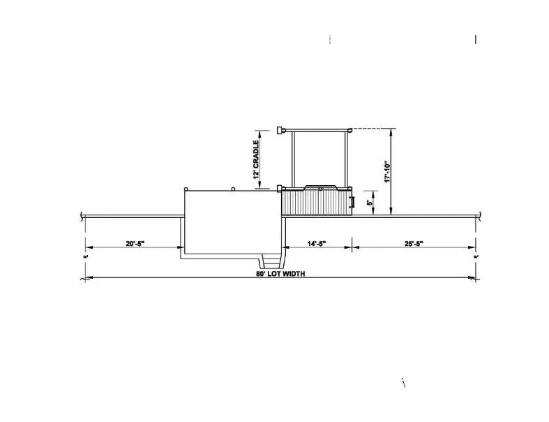 Blueprint of a linear dock with a 12-foot cradle system, 14.5-foot platform, and 25.5-foot extension for recreational use.