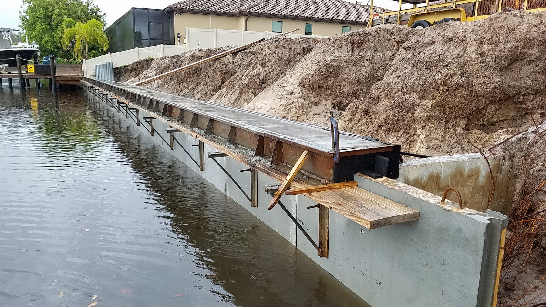 seawall cap being built